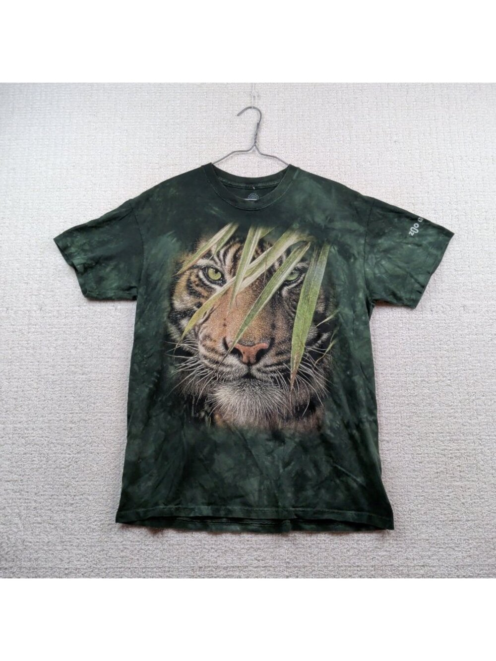 Y2K The Mountain Tiger Graphic Tee T-Shirt Short Sleeve Tie Dye Green Men Sz L